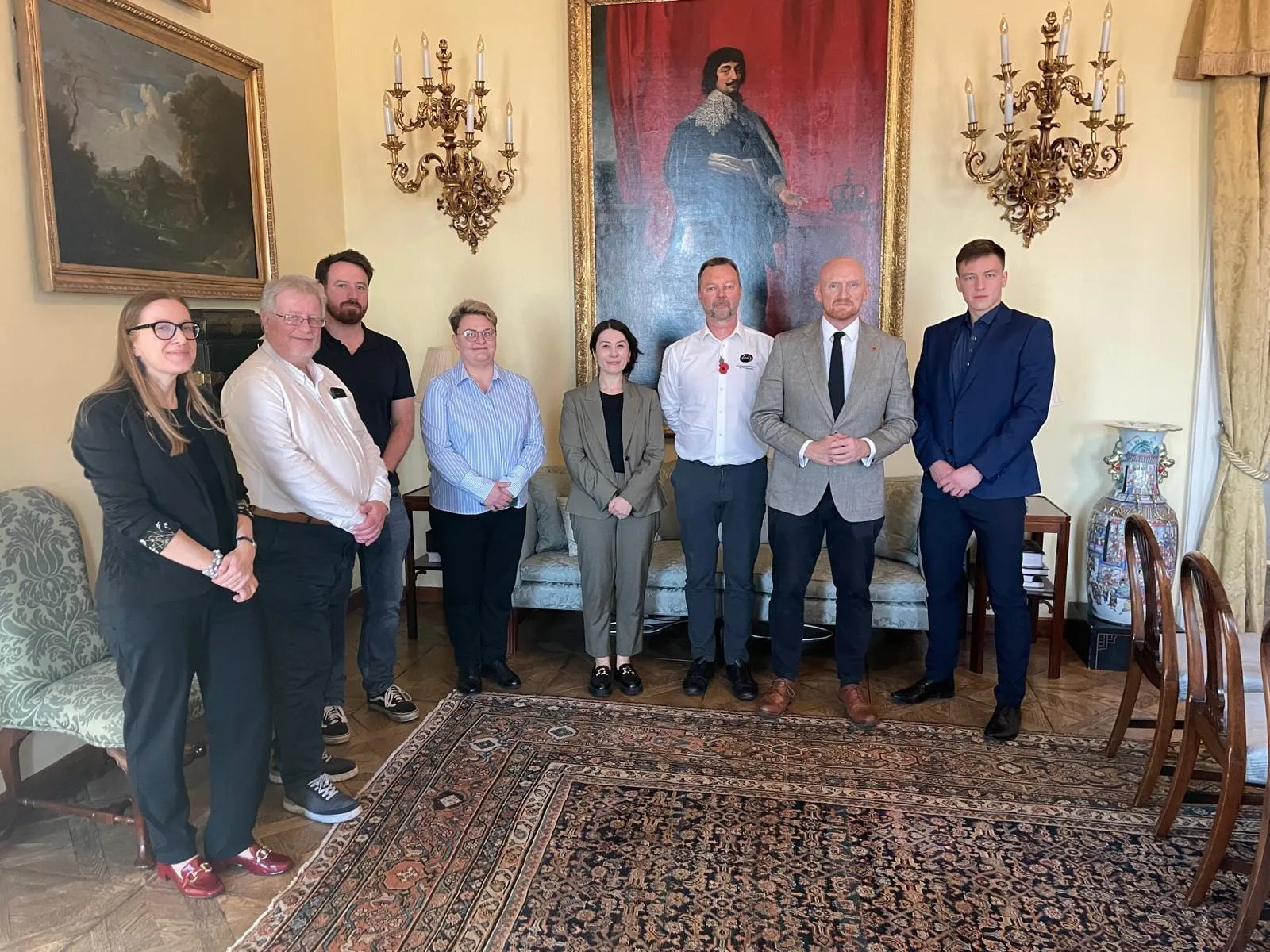 The UK delegation at a reception in Prague.
